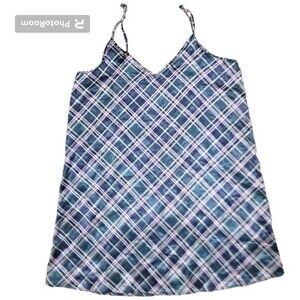 COZY ROZY BLUE/ GREEN PLAID STRAPPY NIGHTGOWN - M
